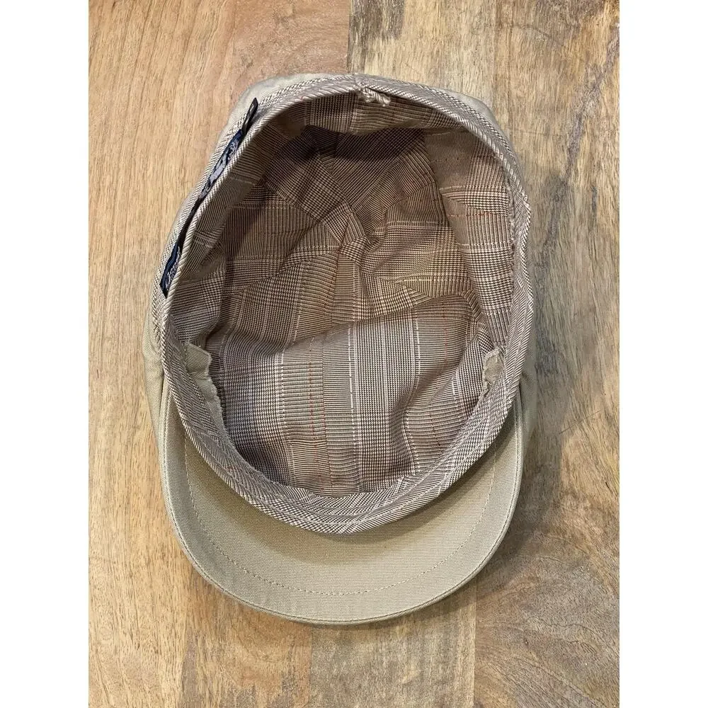 Goorin Hat Cap Flat Mens XS Beige Canvas Lined Plaid Interior Casual Lightweight